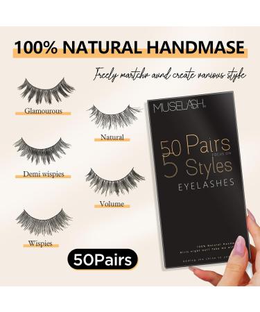 50 Pairs Muselash False Eyelashes Set - 100% Handmade Glamorous Wispies Demi Wispies & Volume Multipacks | International Shipping Available - Buy Online on SooperMarket.com