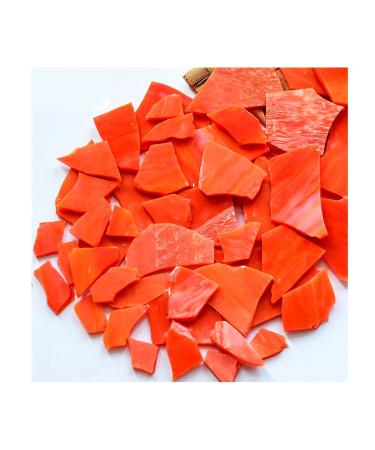 Iridescent Orange Cathedral Mosaic Glass Sheets Materials  7oz Mosaic Tiles Opaque Glass Scraps Pieces for Mosaic Art Crafts