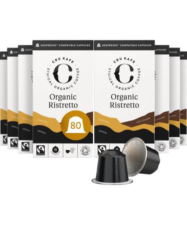 Compatible Nespresso Coffee Pods 80 Strong Ristretto Aluminium Organic Pods Ristretto Coffee Roast 10 count (Pack of 8)