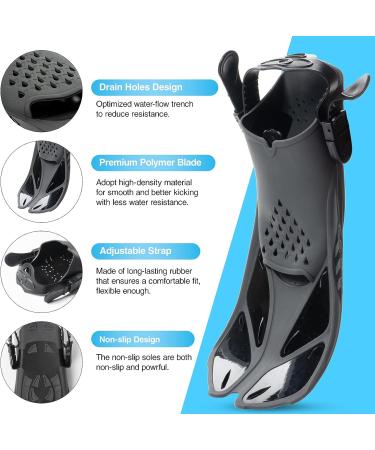 Tongtai Mask Fin Snorkel Set - Panoramic View Diving Gear for Adults & Kids - with Travel Bags - Professional Snorkel for Lap Swimming - Black ML/XL (9-13) - Buy Online on SooperMarket.com