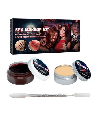 Scar Wax SFX Makeup Kit Halloween Fake Blood Realistic Scar Wound Modeling Bleeds Face Body Paint Special Effects Makeup Kit For Cosplay Stage Costume