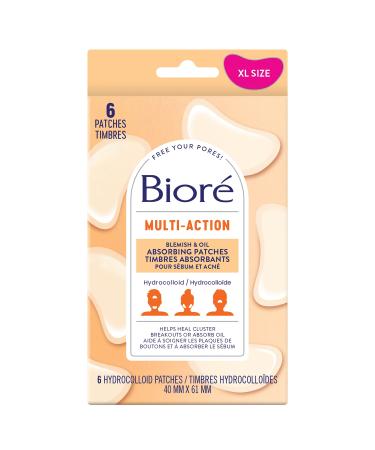 Bior Multi Action Blemish & Oil Absorbing Acne Patches | Hydrocolloid Patch for Oily Skin Large Patches 6Ct 6 count (Pack of 1) Large Blemish Patches