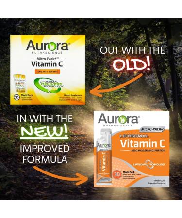 Aurora Nutrascience Liposomal Vitamin C Micro-Pack+ 1000mg/ Serving Gluten Free Non-GMO Sugar Free Organic Fruit Flavour 30 Single Serve Liquid Packets. NPN 80122401 - Buy Online on SooperMarket.com
