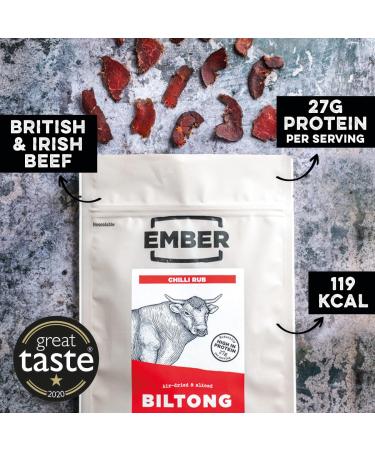Ember Snacks Biltong - Chilli Beef Snack (2x250g) | High Protein Snack | Made from British & Irish Beef - Buy Online on SooperMarket.com
