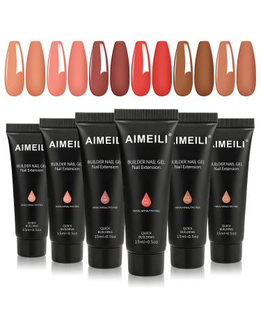 AIMEILI Builder Nail Gel Kit 6 Colours 15ml Nail Extension Gel Polish Acrylic Gel Builder Nail Gel Kit UV LED Nail Enhancement Gel Gifts Set Nail Kit17 017