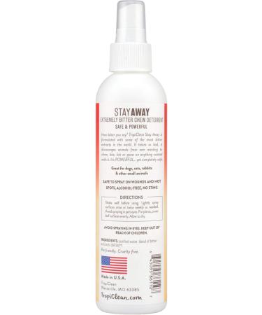 TropiClean Chew Deterrent Spray 236ml - Bitter Formula to Stop Dogs from Chewing - Alcohol-Free Grooming Supplies for Wounds, Furniture, and Plants - Buy Online on SooperMarket.com