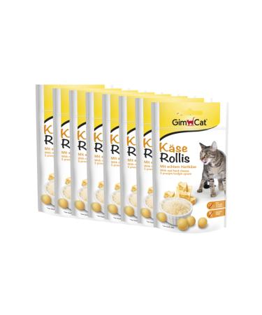 GimCat Cheese Rollis - Grain-free and vitamin-rich cat snack with real hard cheese - Pack of 8 (8 x 40 g) 40 g (pack of 8)