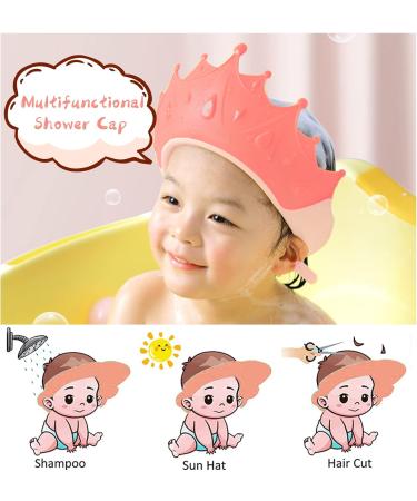 KAMHBE Kids Shower Cap Shield - Adjustable Crown Hair Wash Visor for Eyes, Ears & Face (Red) - Buy Online on SooperMarket.com