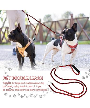 Tibapla Double Dog Leash - Padded Handles for Small Medium & Large Dogs | 10mm x 140cm | Durable Reinforced Design for Running & Training - Ideal for 2 Dogs Yellow - Buy Online on SooperMarket.com