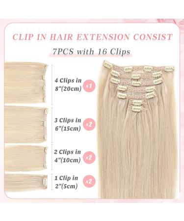 Vlasy Clip in Hair Extensions Human Hair 14 Inch Light Grey# - 7 Piece Seamless Thick Weft Real Hair Clips for Women -70g - Buy Online on SooperMarket.com