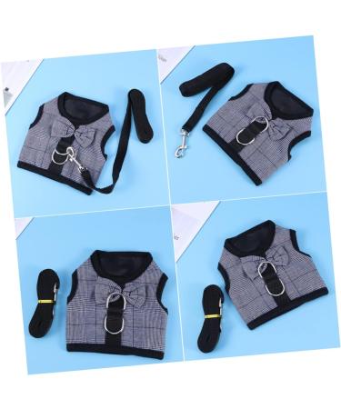 Minkissy 3pcs Bunny Vest Dress for Small Animals | Guinea Pig & Hedgehog Clothes | Soft Ferrope Harness & Lead Vest | Gray & Black - Buy Online on SooperMarket.com