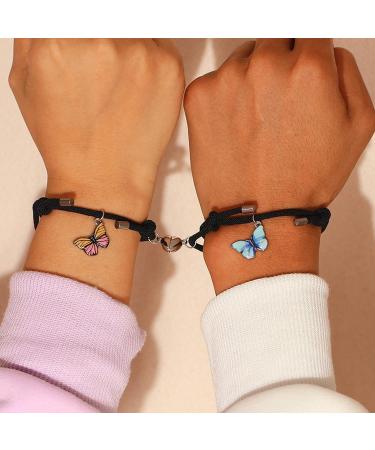 Bestvisse Set of 2 Luminous Butterfly Charm Bracelets Glow In The Dark Wristchains Magnetic Couple Jewelry for Men and Women - Buy Online on SooperMarket.com