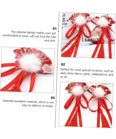 ibasenice 3 Pairs Children's Hairpin Butterfly Hair Clips Chinese New Year Hair Clips Hair Clip Accessories Polymer Clay Cane Styling Hair Clips Decor Red Fabric Ribbon Woman Chinese Style - Buy Online on SooperMarket.com