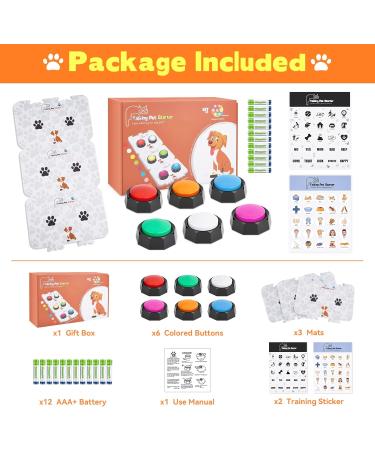 Dog Recordable Training Buttons Set of 6 Colors Dog Training Buzzer Dog Talking Buzzers Button with 25 Stickers and 3 Mats Louder Clearer Record & Playback Message for Communication&Training - Buy Online on SooperMarket.com