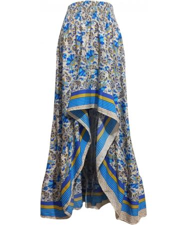 Sanahy Women Boho Floral Print High Low Maxi Dress - Blue XL - Buy Online on SooperMarket.com