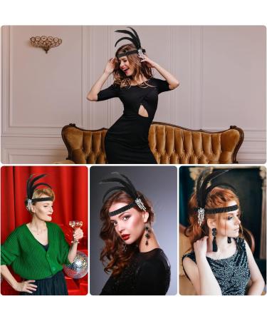 WLLHYF Feather Headwear Feather Headband Flapper Headpiece Head Wear Fashion Soft and Comfortable Hair Bows Hair 1920s Accessories for Kids Girls Party Decoration (Silver Tassel Black Feather) - Buy Online on SooperMarket.com