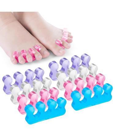 Molain 8 Pack Gel Nail Polish Toe Spacers - Silicone Separators for Overlapping Toes Hammer Toe Relief - Transparent Pink Blue & Purple - Buy Online on SooperMarket.com