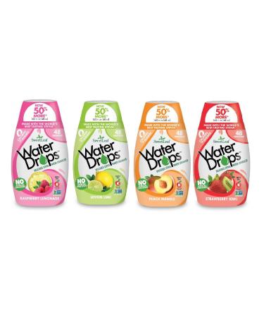 Sweetleaf Stevia Natural Water Drops Variety Pack with Raspberry Lemonade, Lemon Lime, Peach Mango & Strawberry Kiwi (1.62 Ounce Each)