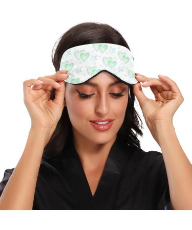 Haskirky Light Blocking Eye Mask | Adjustable for Men and Women | Perfect for Travel, Yoga, Meditation | Deep Sleep | Comfortable and Breathable | Goodies Green Hearts Blue - Buy Online on SooperMarket.com