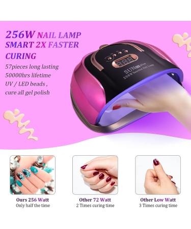 256W UV LED Nail Lamp for Gel Nails - Professional Salon Curing Light with 4 Timer Settings and Dual Light Beads - Includes 6 Free Gifts - Buy Online on SooperMarket.com