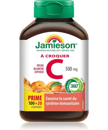 Jamieson Prenatal Multivitamin 100Caplets (Package May Vary) & Chewable Vitamin C 500 mg - White Juicy Peach Flavour 120 Count (Pack of 1) - Buy Online on SooperMarket.com