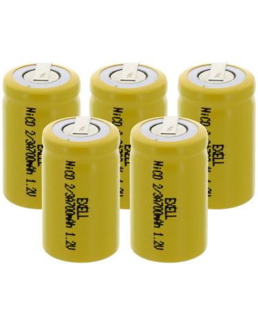 5x Exell 2/3A Size 1.2V 700mAh NiCD Rechargeable Batteries with Tabs for instruments/equipment electric razors toothbrushes radio controlled devices electric tools