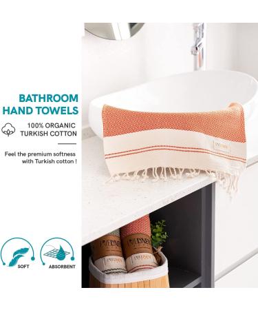 Evelynen Turkish Hand Towels Set of 2 - Boho Farmhouse Decor | 100% Cotton | 16x32 - Brick - Buy Online on SooperMarket.com