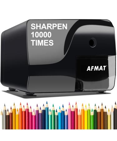 AFMAT Electric Pencil Sharpener  Heavy Duty Pencil Sharpeners  Colored Pencil Sharpner for 6-8mm Pencils  Fast Sharpen in 3-5s  3 Sharpness Setting  Sharpen 10000 Times for School/Classroom/Teachers Black