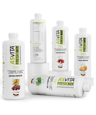 ASVITA beverage concentrate Fresh Mix 1: 80-1 liter bottle - beverage syrup sugar -free - 26 delicious flavors (cola) without sugar zero syrup