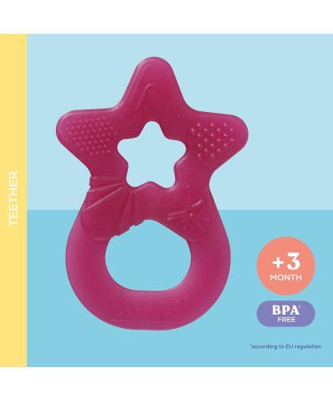 Dentistar Bei ring 2 Set - Teether for Babies & Toddlers 3 Months+ | Soft Dental Aid & Massage Handle | Made in Germany | Pink - Buy Online on SooperMarket.com
