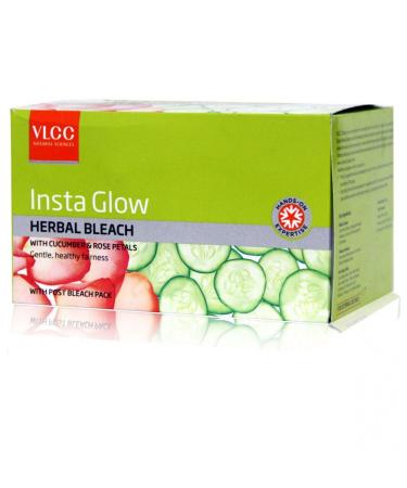 VLCC Insta Glow Herbal Bleach with Cucumber & Rose Petal 54g - Fairness Boost - Buy Online on SooperMarket.com