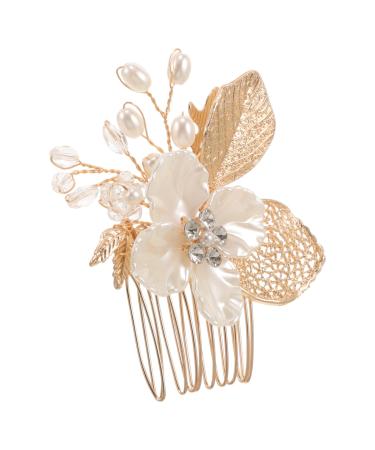 PLAFOPE Gold Leaf Side Comb Metal Hair Comb Hair Side Comb for Women Hair Comb Clip Comb Clips for Hair Leaf Hair Accessories Girl Headpiece Wedding Bride Headpiece Side Comb Headpiece