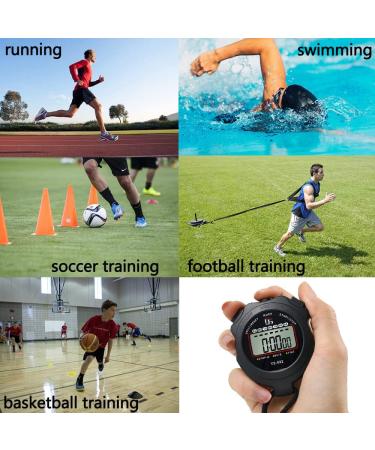 Sports Stopwatch Timer - Digital Clock Calendar Alarm - Shockproof for Running Swimming Referee - Black (2 Pcs) - Buy Online on SooperMarket.com