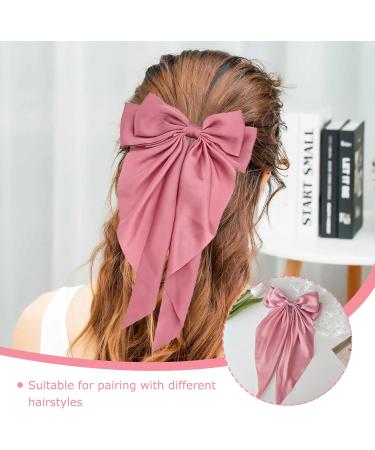 DHWEKU 3 Pieces Hair Clips with Big Bow Soft Silky Satin Hair Clip Long Tail French Ribbon Hairpins 90s Bowknot Clip for Party Christmas Women Girls - Buy Online on SooperMarket.com