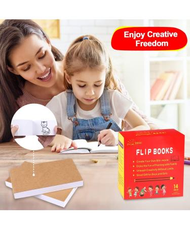 14 Pack Blank Flipbooks - 840 Sheets (1680 Pages) for Animation & Sketching | 120GSM No Bleed Drawing Paper - Sewn Binding | 4.5 x 2.5 - Buy Online on SooperMarket.com