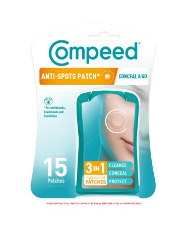 Compeed - Anti-Spots* Conceal & Go Patch - Cleanse Conceal and Protect Hydrocolloid Spots patches* Pimple patches - Ideal for discreet day use For single spots* - 15 Patches