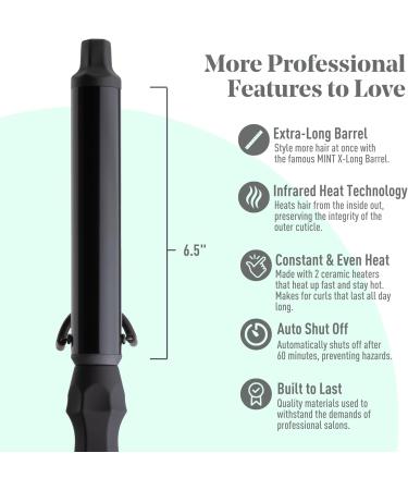 MINT 1 1/4 Inch Professional Curling Wand for Long Hair | Ionic Ceramic Barrel | Adjustable 230-430 F | Best Curling Iron for Thick Hair | Worldwide Dual Voltage - Buy Online on SooperMarket.com