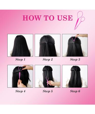 Sularpek 3pcs Topsy Tail Hair Tool Set - Pink Looping Hair Styling Kit with Comb - Ideal for French Braids & Creative Hairstyles - Buy Online on SooperMarket.com
