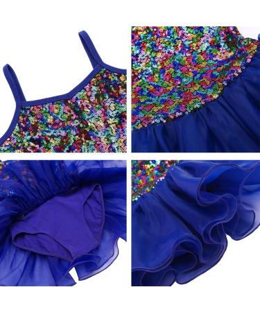 Zaclotre Little Girls Sequin Leotard | Sparkly Navy Ballet Tutu Dress for Kids 8-9 Years - Buy Online on SooperMarket.com