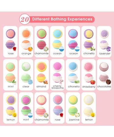 Fafamara Bath Bombs Gift Set - 20 Organic Handcrafted Essential Oil Fizzy Balls for Relaxation and Stress Relief - Ideal Birthday Gift for Her/Him - Buy Online on SooperMarket.com