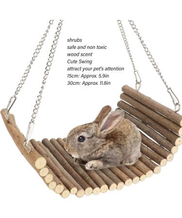 Rabbit Wood Swing Hammock - Multifunctional Natural Wooden Resting Platform for Hamsters Mice & Sparrows (15x30 cm) - Buy Online on SooperMarket.com