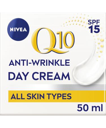 NIVEA Q10 Anti-Wrinkle Power Firming Day Cream SPF 15 (50ml) Anti-Wrinkle Face Cream with Skin Identical Q10 and Creatine Face Cream for Wrinkles