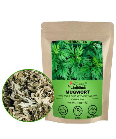 FullChea - 100% Pure Natural Dried Mugwort Herb Loose Leaf - 4oz/114g - Superior Dried Mugwort Tea - Sulfur-free - Non-GMO - Caffeine-free - Help Lucid Dream