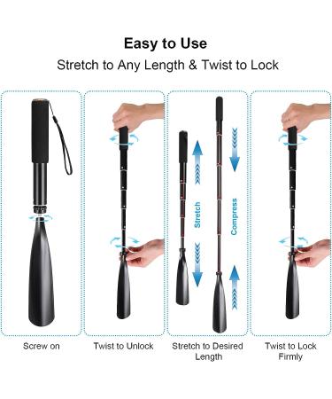 Telescopic Long Shoe Horn - Sturdy Aluminium Alloy - Ideal for Seniors, Men, Women, Kids - Easy Use for Boots - 16-38 inch - Buy Online on SooperMarket.com