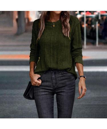 Buy Crochet Sweater for Women - Casual Solid Color Long Sleeve T-Shirt | Warm Autumn & Winter Fashion in Green - Buy Online on SooperMarket.com