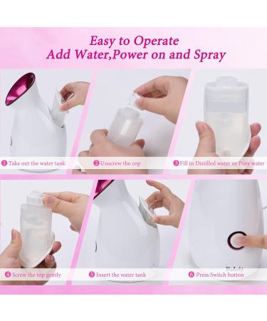 Facial Steamer SPA Sauna Face Humidifier Wolady Home Sauna Steamer Nano Ionic Warm Mist Humidifier Steamer with Stainless Steel Skin Kit for Pores Cleanse Clear Blackheads Acne Skin Cares (Middle) Pink - Buy Online on SooperMarket.com