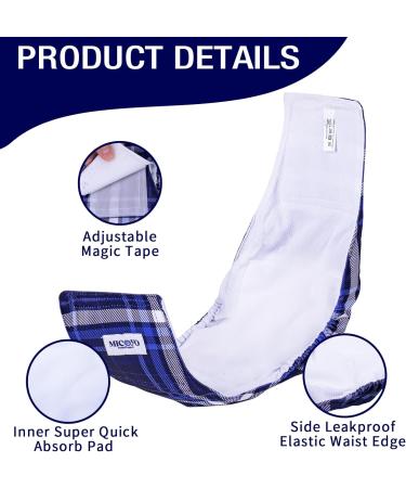 Micoooyo Washable Abdominal Bandage for Male | Reusable Dog Diapers | Suctionable Doggy Wraps with Adjustable Closure - XXLarge (3-Pack | Red Blue & Gray) - Buy Online on SooperMarket.com