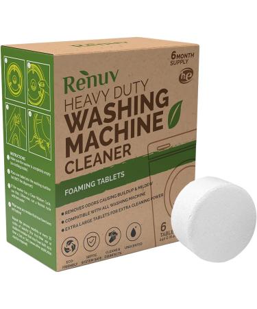 Renuv Washing Machine Cleaner Tablets - 40g Eco-Friendly Solution for Front Load, Top Load, HE Machines - Deep Cleans and Dissolves Slowly for Maximum Effect - Buy Online on SooperMarket.com