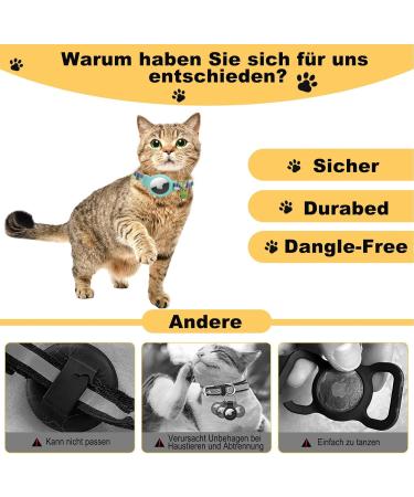 Mouyou Airtag Cat Neck Band - Adjustable Soft Nylon Collar with Bell & Safety Clasp | Blue Lemon Pattern - Fits 22-34cm - Buy Online on SooperMarket.com