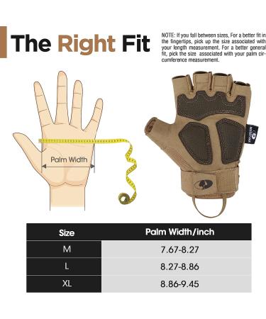 Mossy Oak Fingerless Tactical Gloves with Hard Knuckle - Tan, Large - Buy Online on SooperMarket.com